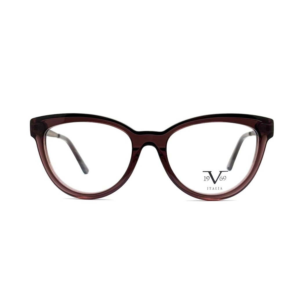 Mocha Brown Acetate Cat-Eye Glasses Bronze Metal Temples updates Retro